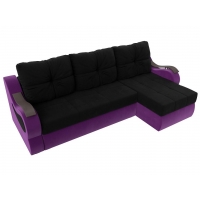 Угловой диван Меркурий (микровельвет чёрный фиолетовый)  - Изображение 1